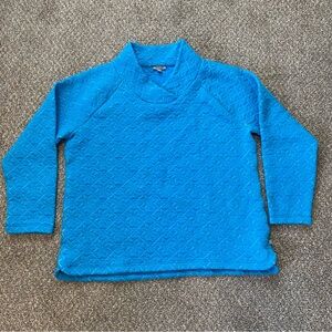 T by Talbots Sweater Snowflake Metallic Quilted Pullover Top Blue Womens Large L